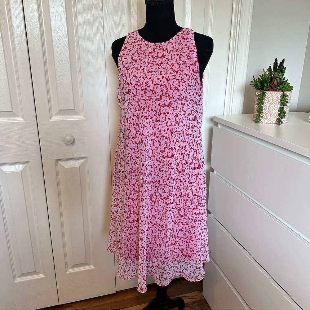 Ralph Lauren Floral Print Sleeveless Shift Dress Pink  & White Size 6